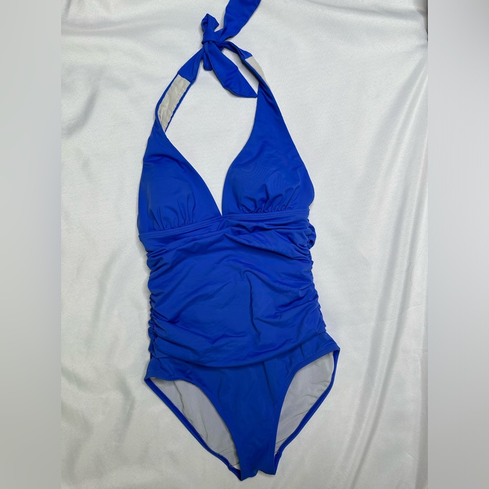 Boden Blue Halter One Piece Swimsuit